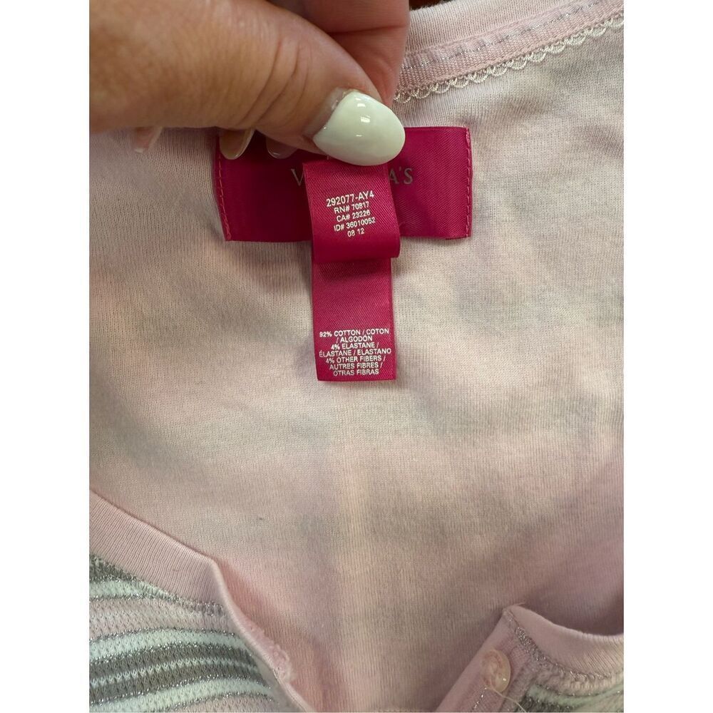 Victoria’s Secret Y2K Pink White & Silver Waffle Knit Short Romper sz M NWOT - Picture 9 of 9